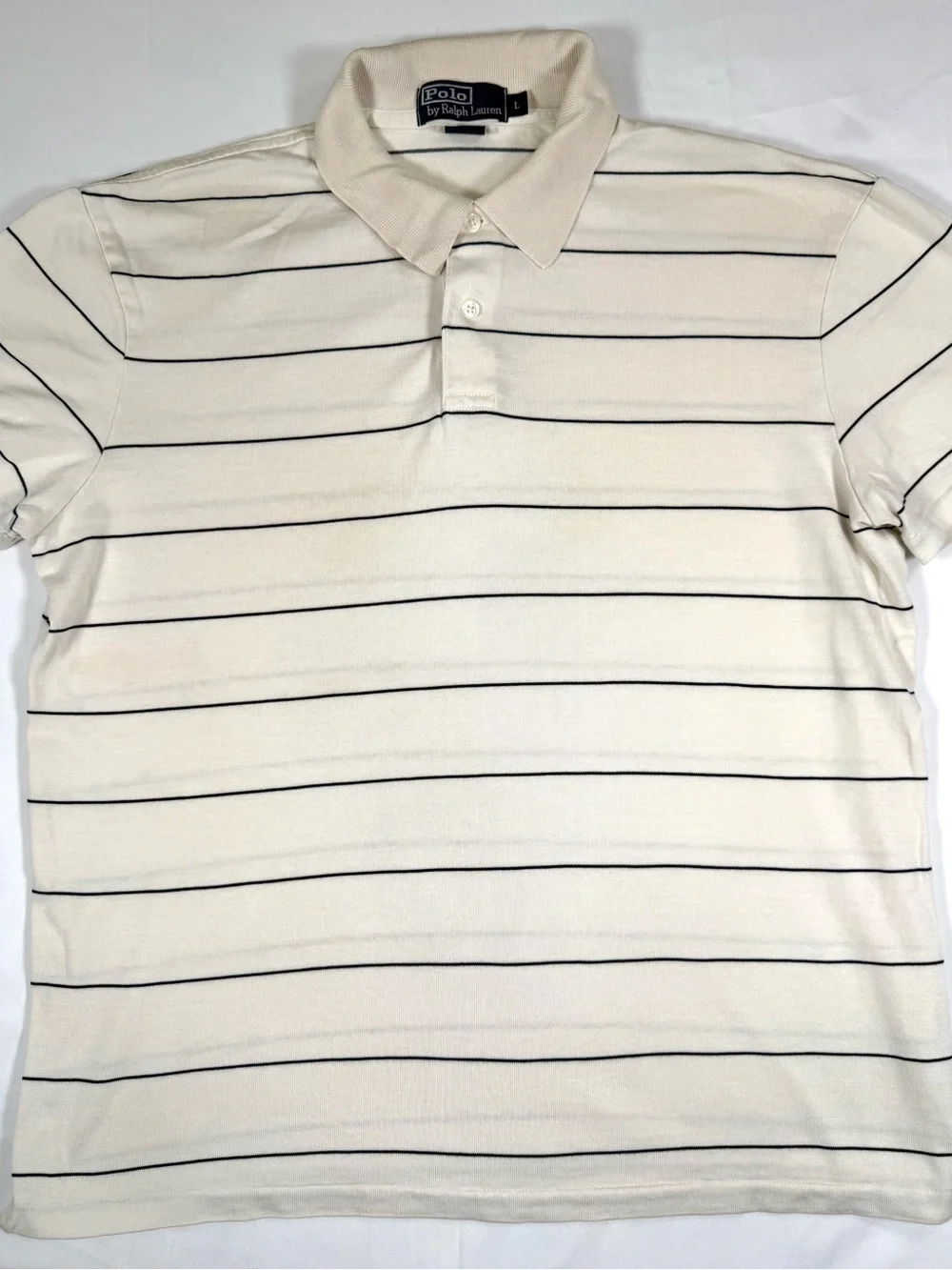 VINTAGE POLO RALPH LAUREN Mens Silk Cotton Polo Shirt L 90s Striped Preppy